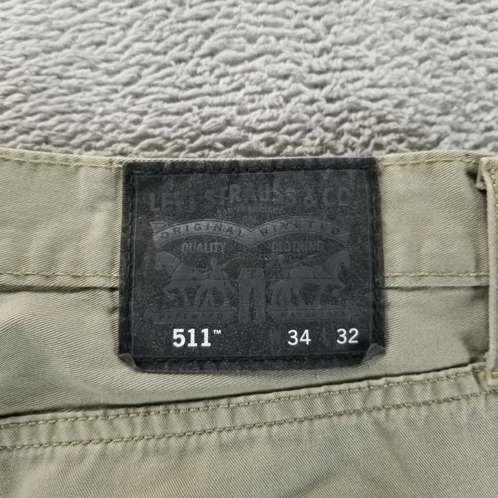 Levis 511‎ Jeans Mens 34x32 Beige Slim Straight Light Wash Mid Rise Office Work